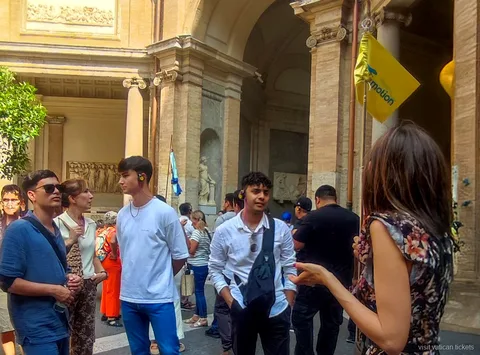 Small group inside the Vatican Museums ahead of the crowds